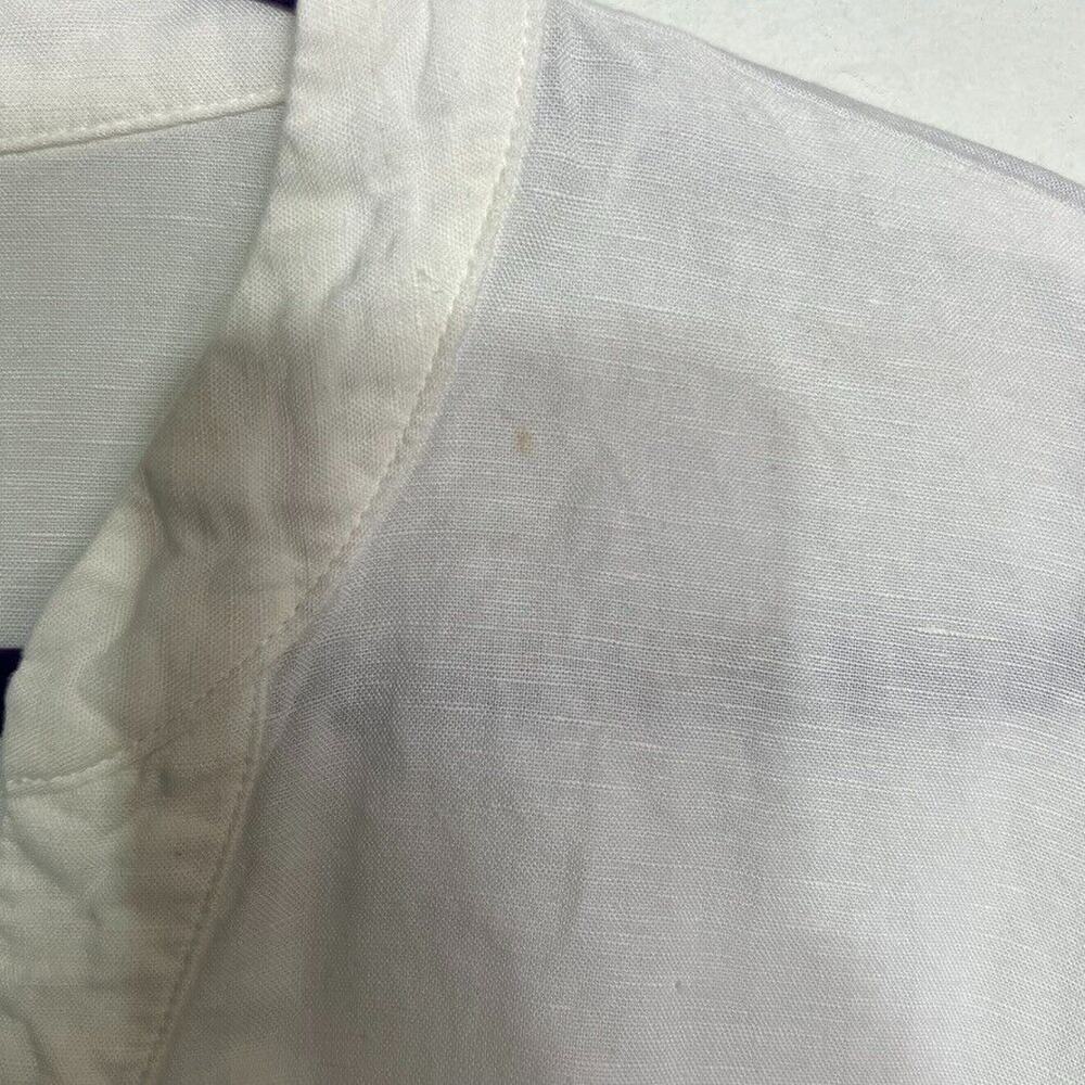 H&H Tunic Dress Womens Medium White V-Neck Linen Blend Curved Hem - Picture 5 of 10